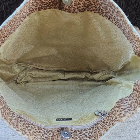 Vintage BOTTEGA VENETA Handbag Brown Animal Print Tote Bag Made in Italy Auth - Picture 8 of 11